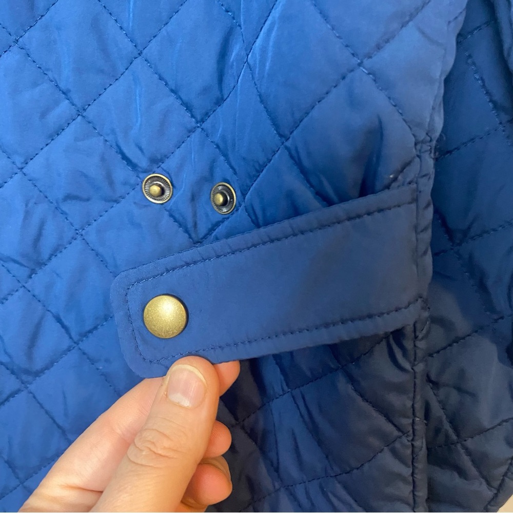 Lands End Quilted Zip Snap Jacket Barn Chore Coat Classic Heritage Puffer Blue M - Picture 8 of 16